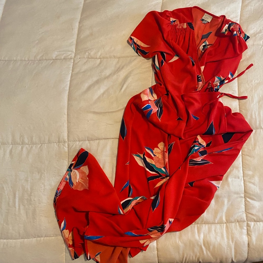 Beautiful “A New Day” red wrap maxi dress